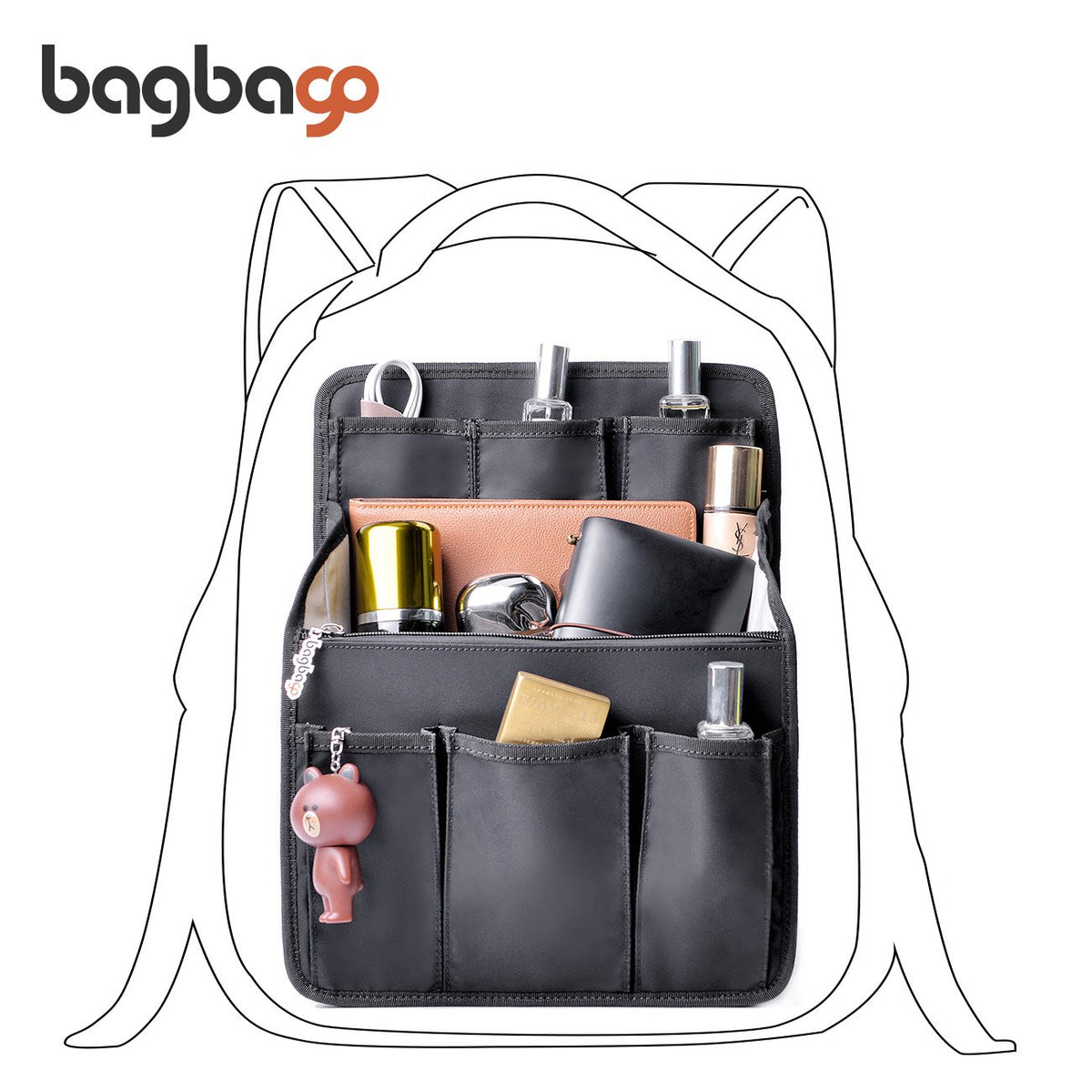 bag in bag Rectangle Backpack Insert Organizer Diaper Shoulders