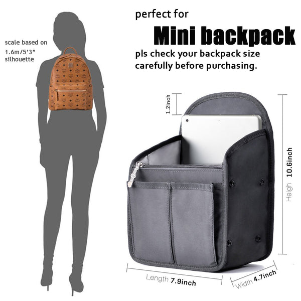 bag in bag Backpack Insert Organizer Diaper Shoulders Bag Handbag Organizer fit MCM(Mini Black)