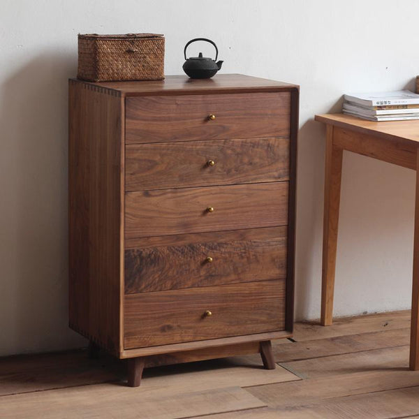 Simple Chest of Drawers – 5 drawers Walnut