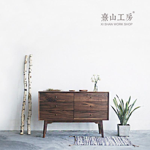 Simple Chest of Drawers Walnut – 6 drawers