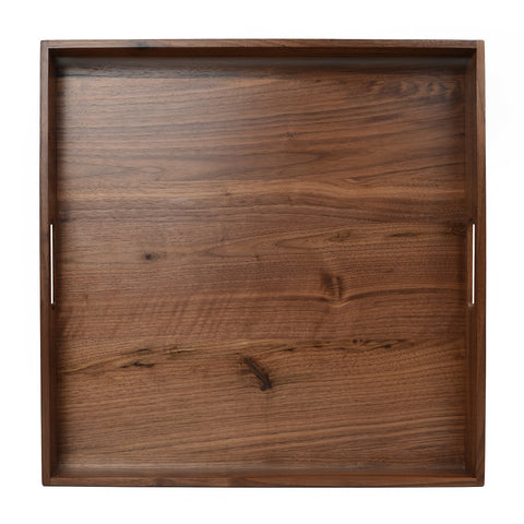 Kingcraft 19x19 inches Large Square Wooden Solid Black Walnut Serving Tray with Handle