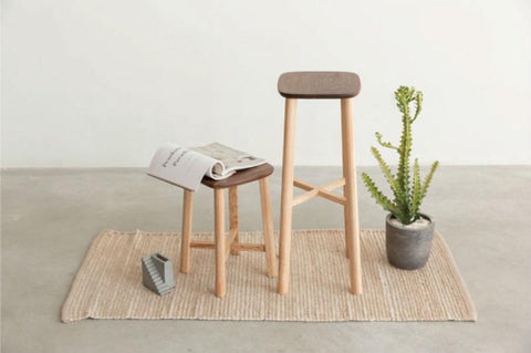 High & Low Bar Stool Ash+Walnut