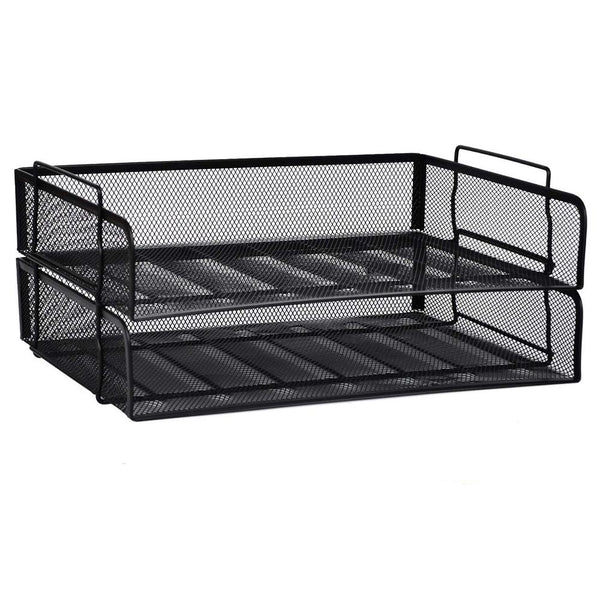 2 Tier Paper Letter Tray Desk Organizer Stackable Desktop File Document Organizer