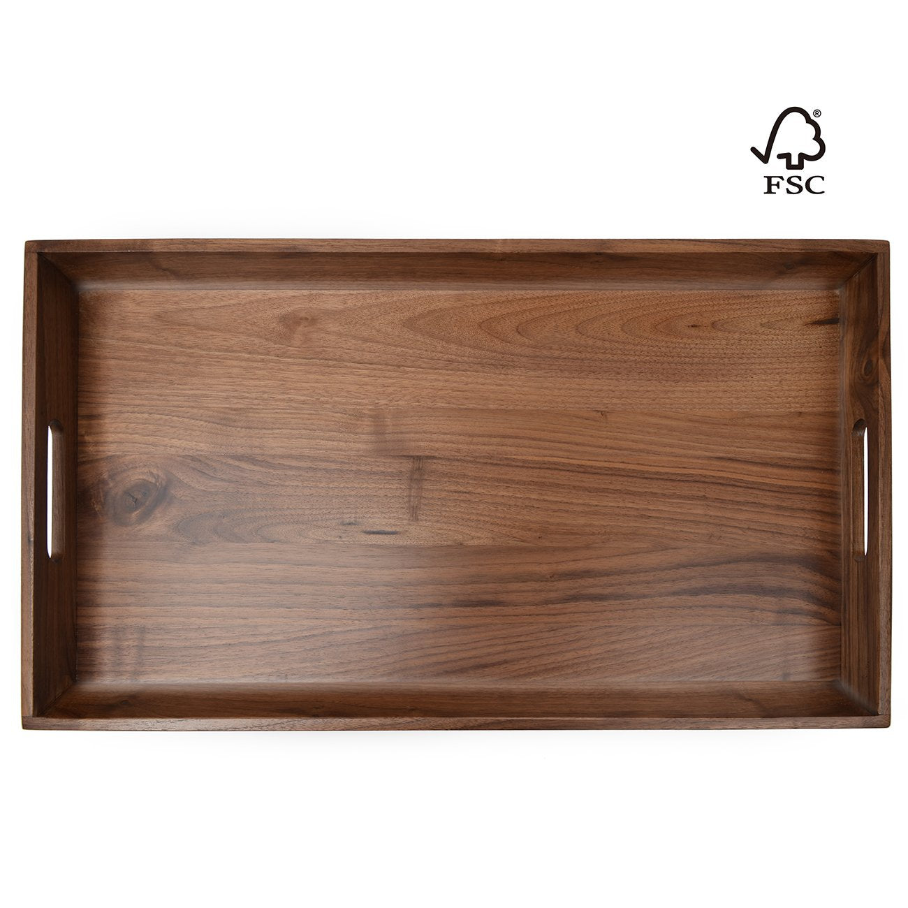 Kingcraft 24"x13" Extra Large Serving Tray With Handle Handmade Black Walnut Wooden Ottomans Tray