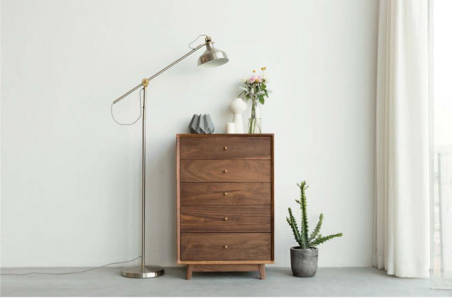 Simple Chest of Drawers – 5 drawers Walnut