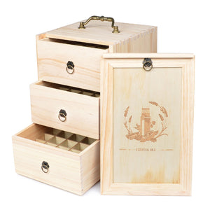 Beschan Wooden 75 Holes Essential Oil Box Carrying Case 3 Tier