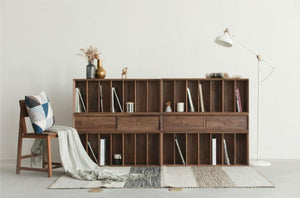 Combination Storage Bookcase Walnut