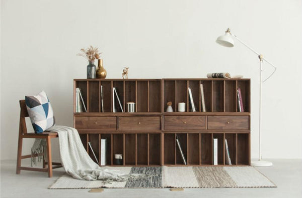 Combination Storage Bookcase Walnut