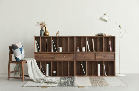 Combination Storage Bookcase Walnut