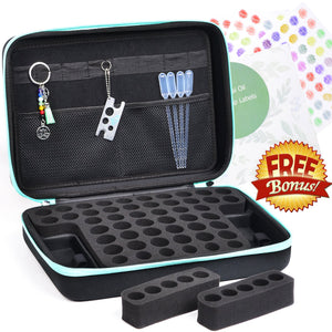 Essential Oil Carrying Case,Roller Bottle Organizer - Storage for 60-68 Bottles - Holds 5ml 10ml 15ml 20ml and 100ml with Free Writable Labels Opener