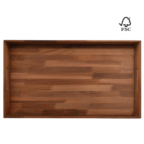 Kingcraft Square Ottoman Tray Teak Wood Serving Tray, Extra Large(24 x 13 inch)