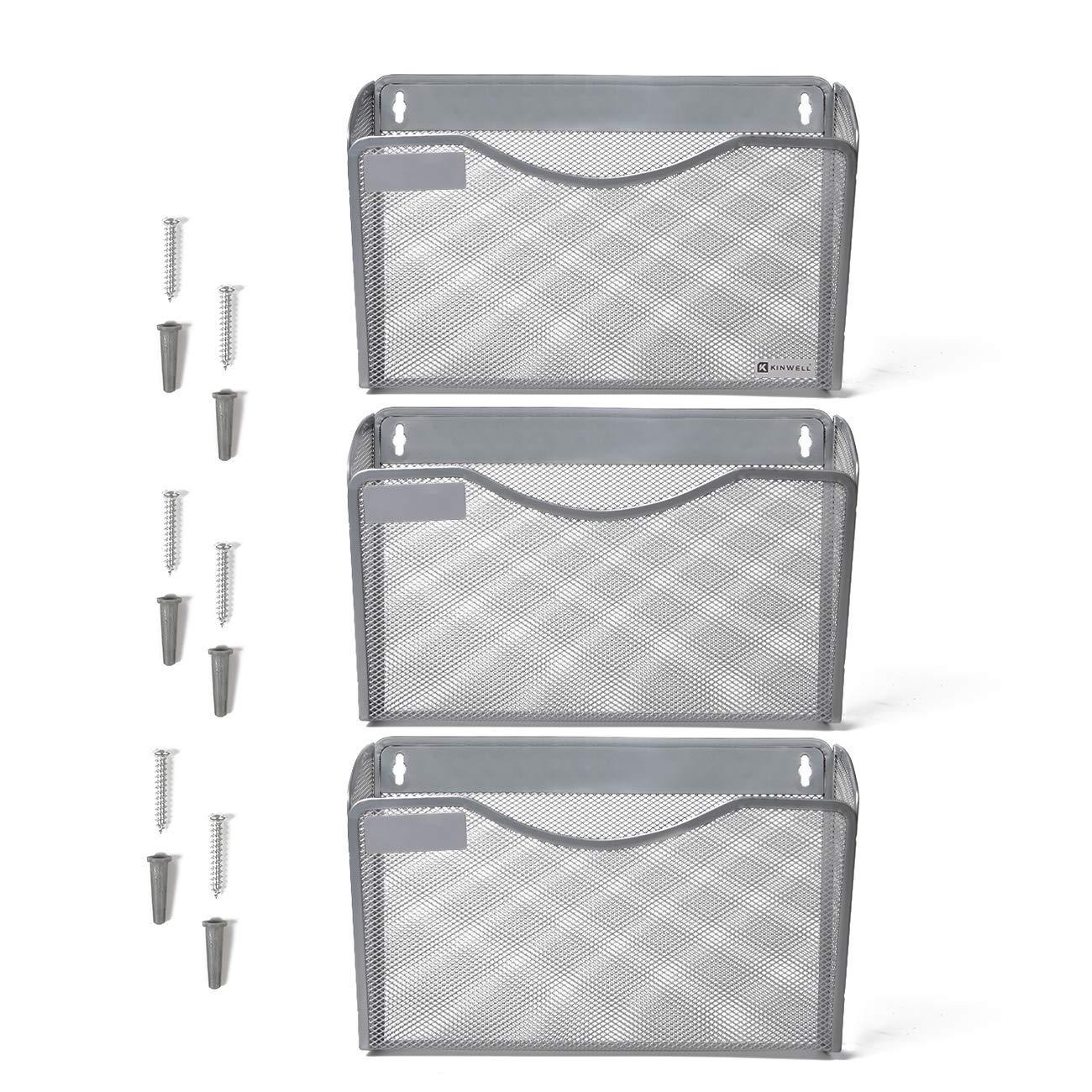 Kinwell Office Hanging Mesh Document Storage Pockets Magazine Rack Wall File Holder