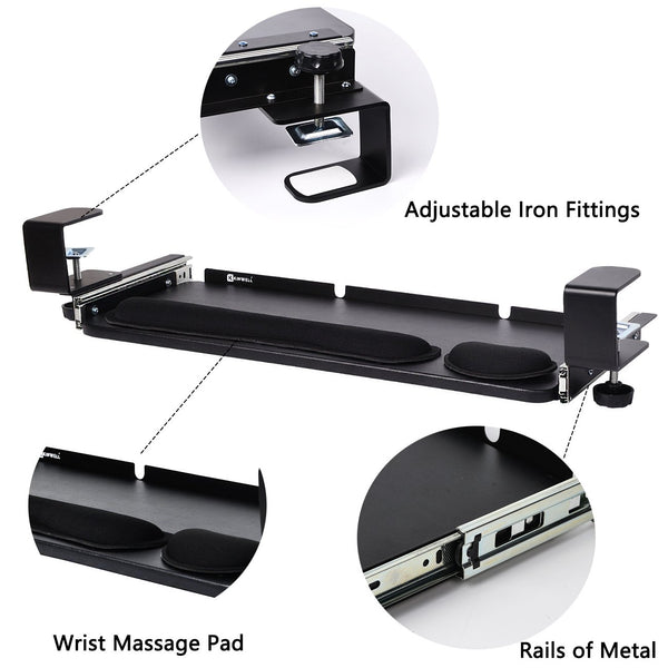 Under Table Keyboard Tray (Black, 25'')