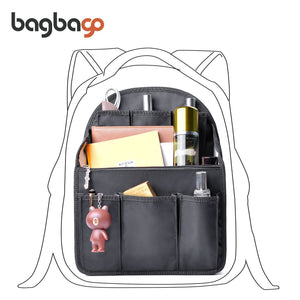 bag in bag Backpack Insert Organizer Diaper Shoulders Bag Handbag Organizer fit MCM (Large Black)
