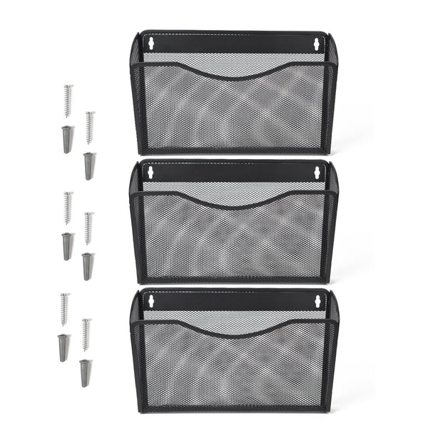 Kinwell Office Hanging Mesh Document Storage Pockets Magazine Rack Wall File Holder