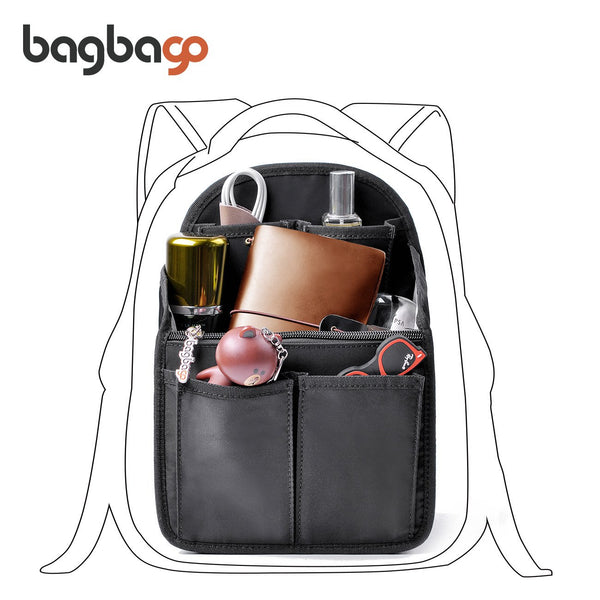 bag in bag Backpack Insert Organizer Diaper Shoulders Bag Handbag Organizer fit MCM(Mini Black)