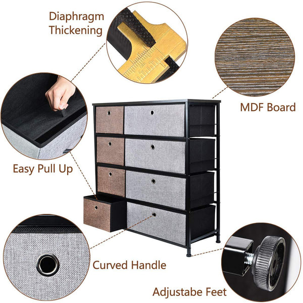 4-Tier Fabric Storage Organizer Dresser with 8 Drawers