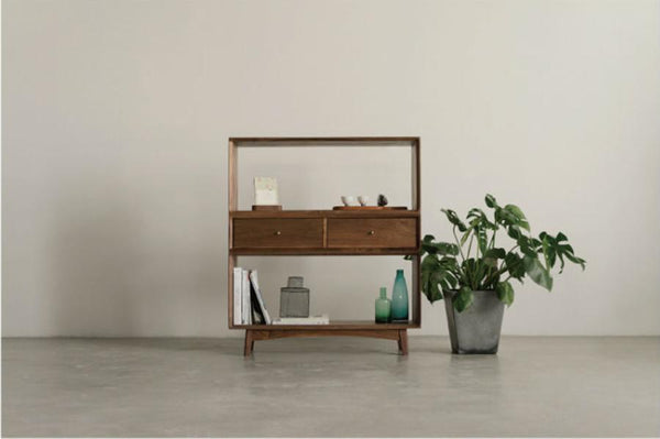 Combination Storage Bookcase Walnut