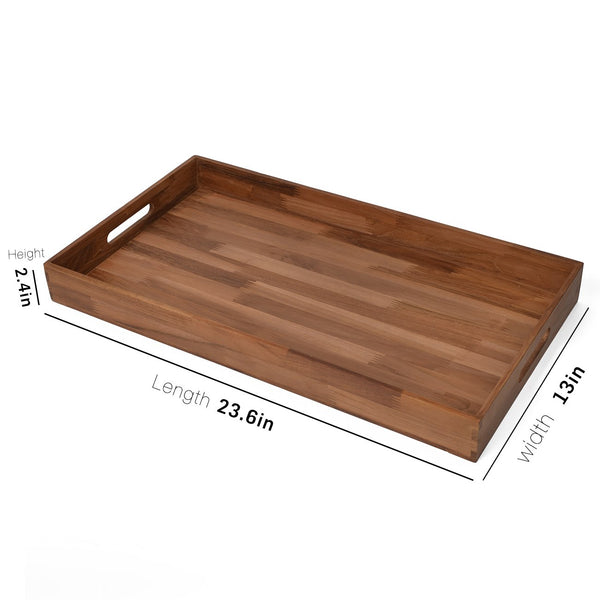 Kingcraft Square Ottoman Tray Teak Wood Serving Tray, Extra Large(24 x 13 inch)
