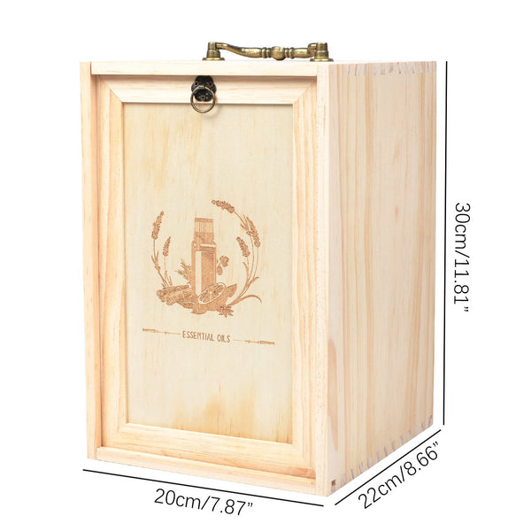 Beschan Wooden 75 Holes Essential Oil Box Carrying Case 3 Tier