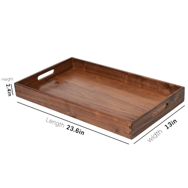 Kingcraft 24"x13" Extra Large Serving Tray With Handle Handmade Black Walnut Wooden Ottomans Tray