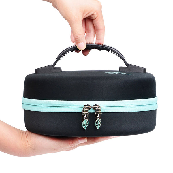 Essential Oil Carrying Organizer (Carry Handle On Top) Storage Small and Refined Round for 32 Small Bottle Box/Roller Bottles for 5ml 10ml 15ml 20ml with Free Writable Labels Opener