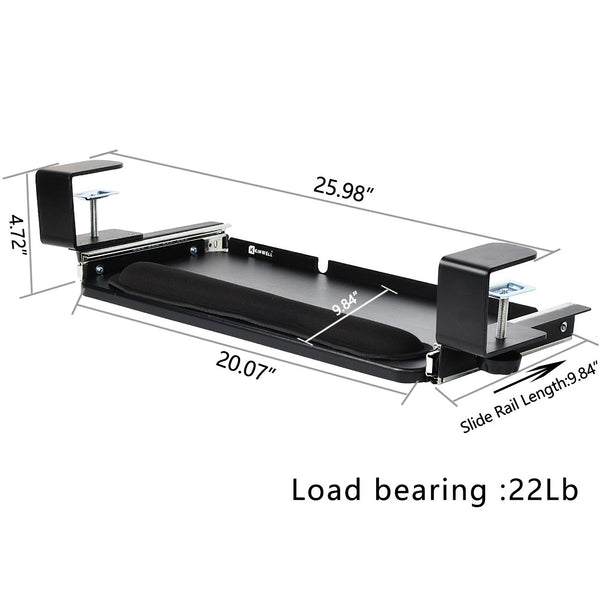 Under Table Keyboard Tray (Black, 20'')