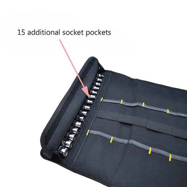 FASITE 35 Pockets Tool Roll Tools bag Plier Wrench Pouch Red