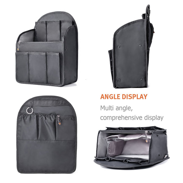bag in bag Backpack Insert Organizer Diaper Shoulders Bag Handbag Organizer fit MCM (Large Black)