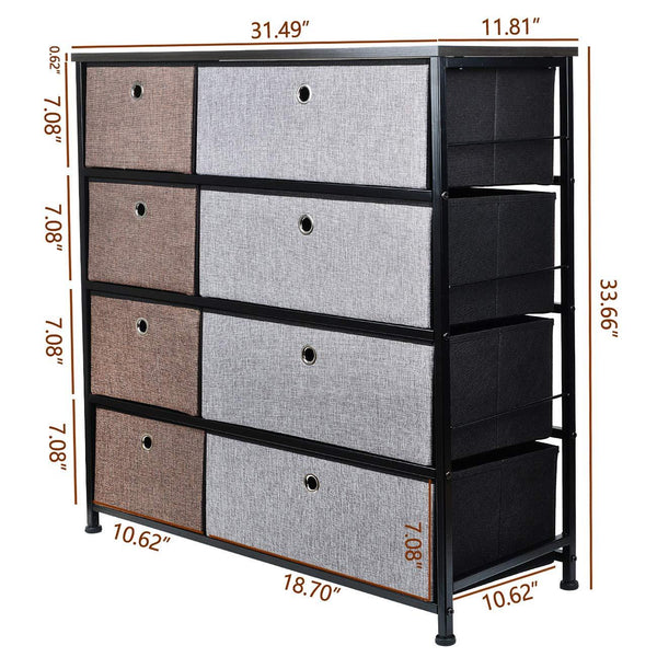 4-Tier Fabric Storage Organizer Dresser with 8 Drawers