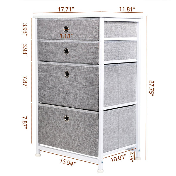 4-Tier Fabric Storage Organizer Dresser White