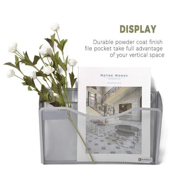 Kinwell Office Hanging Mesh Document Storage Pockets Magazine Rack Wall File Holder
