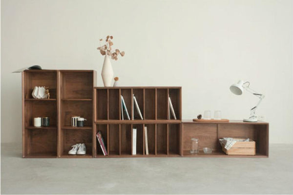 Combination Storage Bookcase Walnut