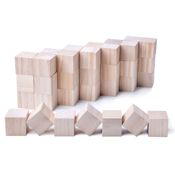 Kingcraft 24pcs Solid Wood Craft Blocks for Children Shower Game Puzzle Making,2inch
