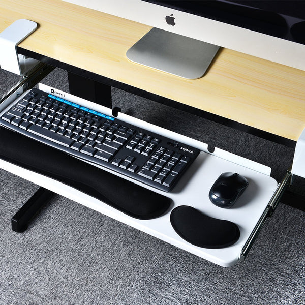 Under Table Keyboard Tray (White, 25'')