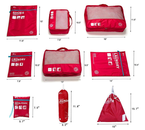 Beschan 9 Set Storage Bag Travel Organizer Packing Cube