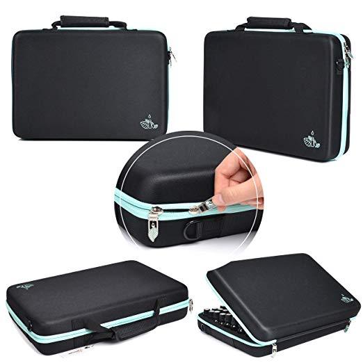 Beschan Essential Oil Holder Organizer Traveling Carrying Case Extra Large Deluxe Storage Box Hard Shell Dense Foam Holds for 20/15/10/5 ml Young Living Doterra Aromatherapy Roller Bottles 108 Holes