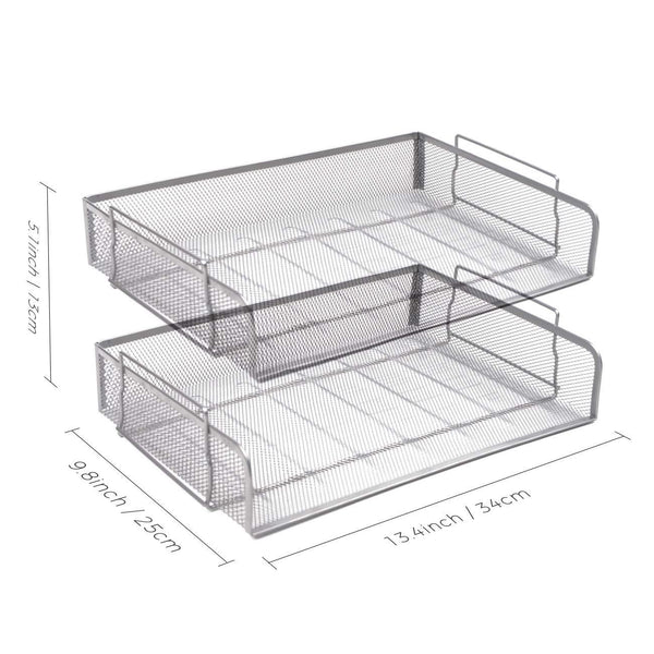 2 Tier Paper Letter Tray Desk Organizer Stackable Desktop File Document Organizer
