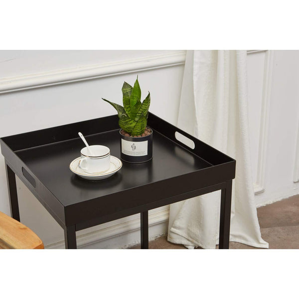 Side Tables with Metal Removable Serving Square Tray