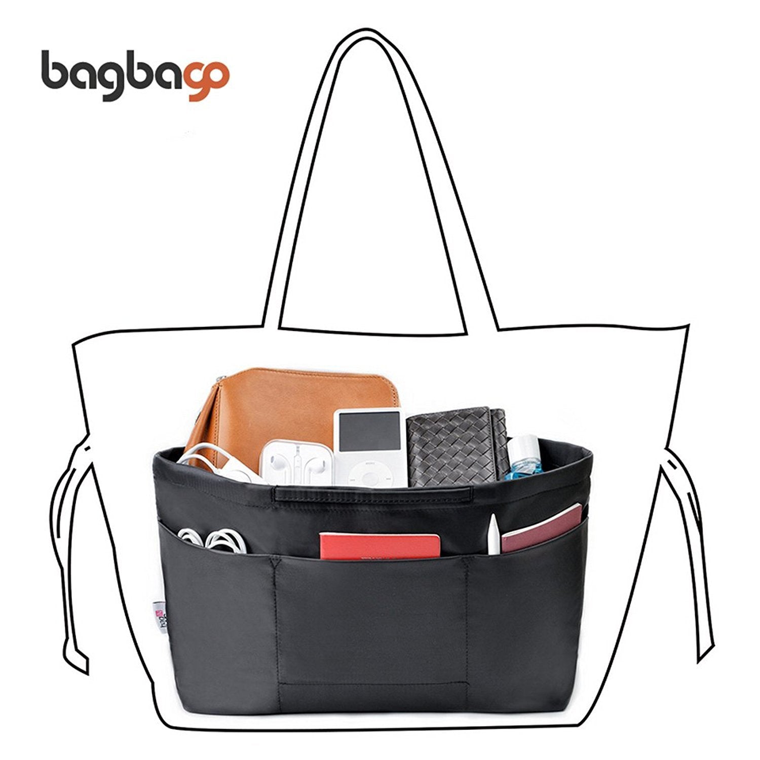 bag in bag Tote Shopper Purse Insert Organizer Package Bag Handbag Organizer fit LV Neverful M