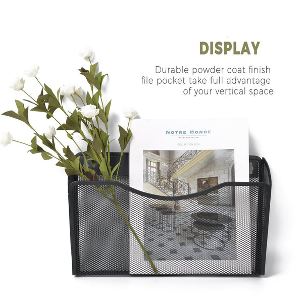 Kinwell Office Hanging Mesh Document Storage Pockets Magazine Rack Wall File Holder