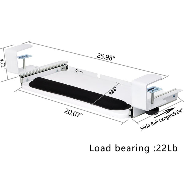 Under Table Keyboard Tray (White, 20'')