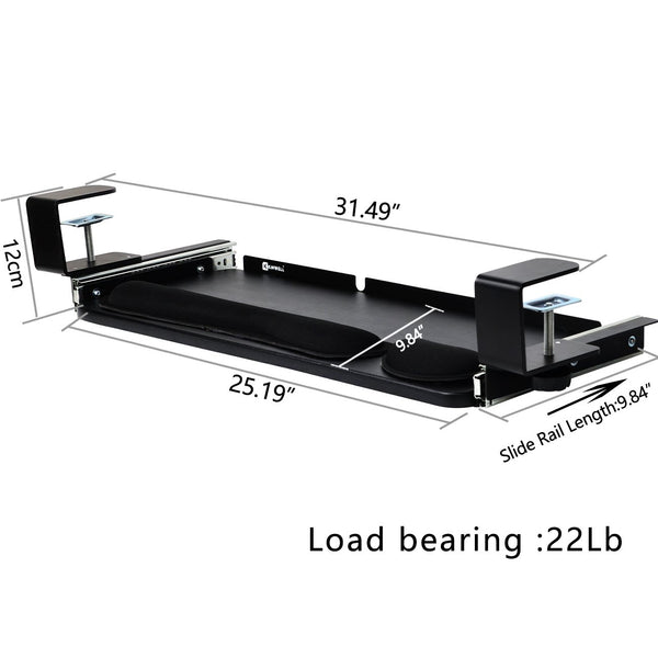 Under Table Keyboard Tray (Black, 25'')