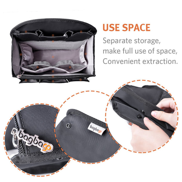 bag in bag Backpack Insert Organizer Diaper Shoulders Bag Handbag Organizer fit MCM (Large Black)