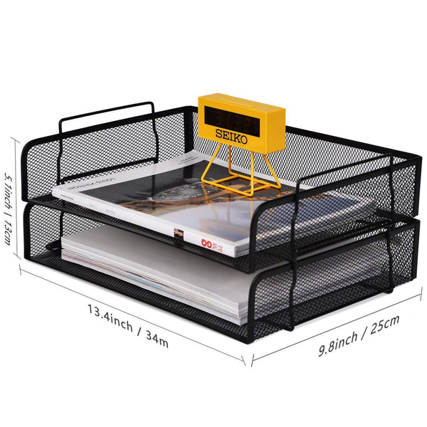 2 Tier Paper Letter Tray Desk Organizer Stackable Desktop File Document Organizer