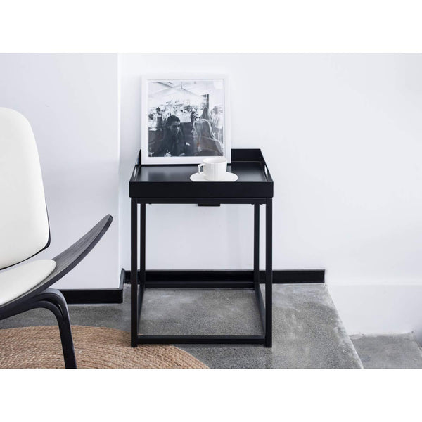 Side Tables with Metal Removable Serving Square Tray