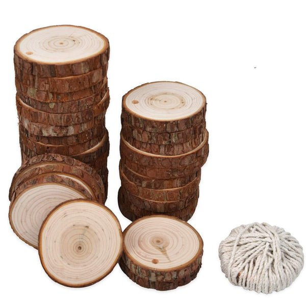 30Pcs Natural Fir Wood Slices