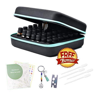 Beschan 42 Essential Oil Holder Traveling Carrying Case Storage Box Hard Shell Dense Foam writable Labels Opener Holds 20/15/10/5 ml Aromatherapy Bottles Roller Bottles