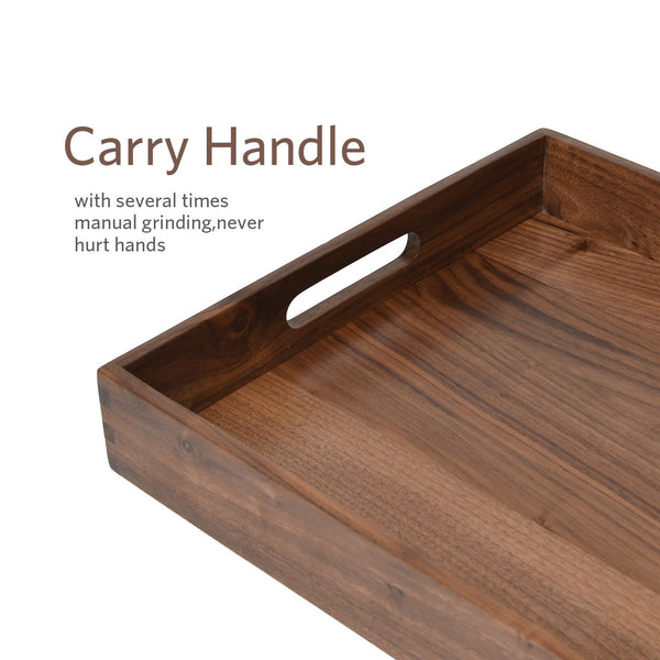 Kingcraft 24"x13" Extra Large Serving Tray With Handle Handmade Black Walnut Wooden Ottomans Tray