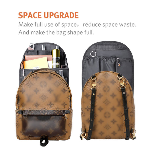 bag in bag Backpack Insert Organizer Diaper Shoulders Bag Handbag Organizer fit MCM (Large Black)